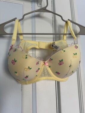 PINK Victoria's Secret Yellow Embroidered Fruit Balconette Bra